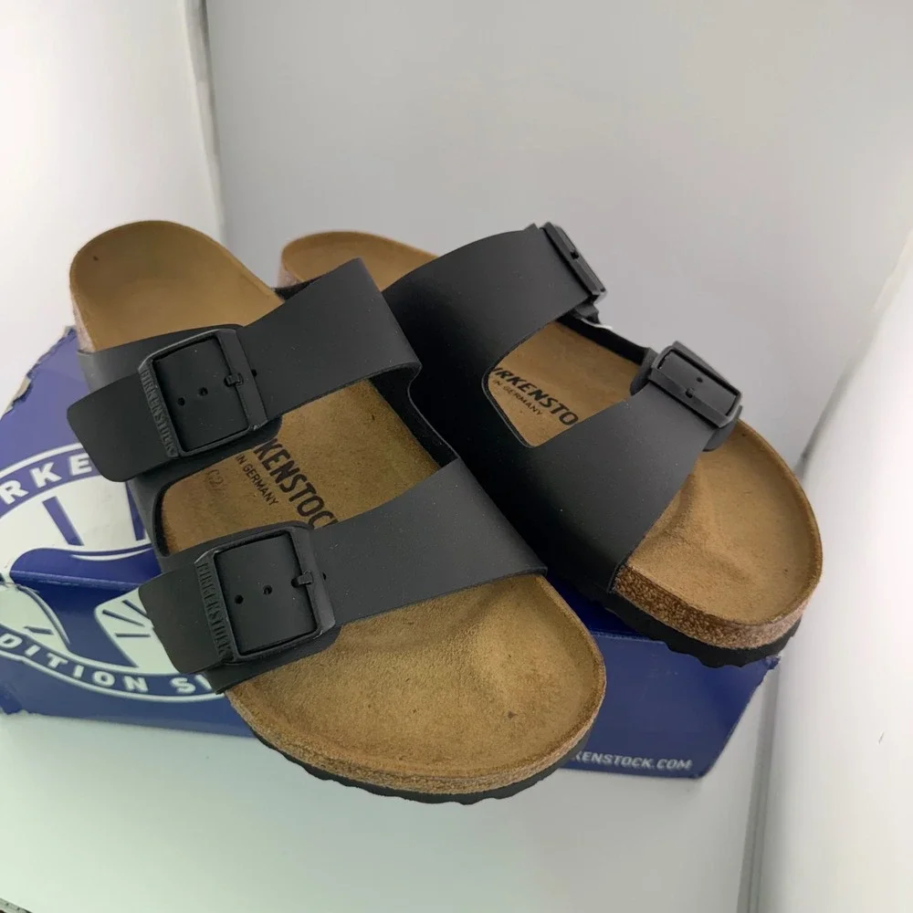 Birkenstock Arizona BS Sandals Womens 9 Mens 7 Black New Two Strap Slide 0051791